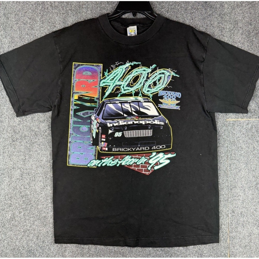 Vintage Nascar Brickyard 400 T-Shirt Black 1995 On The Floor In 95 Large EUC